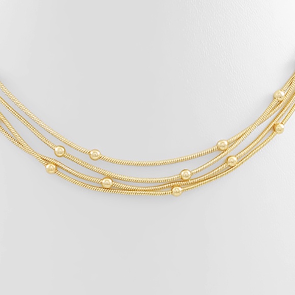 Multi Layer Metal Snake Chain Ball Necklace - Picture 3 of 3